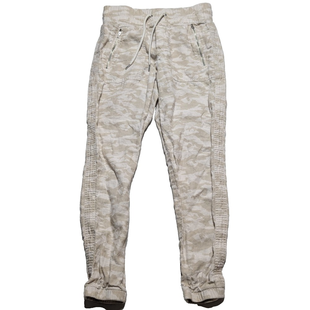 ATHLETA CABO TIDE LINEN JOGGER Women Size 0 Neutral Camo Pull-on Pants
